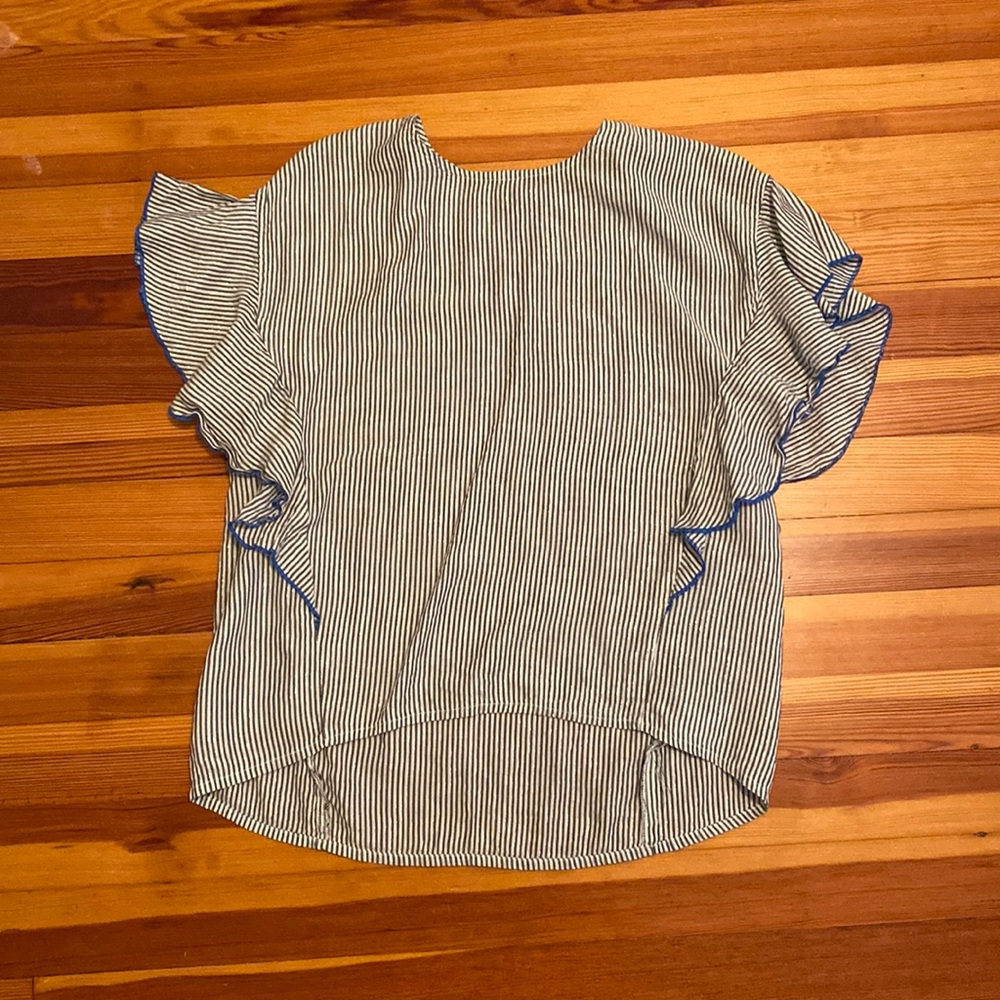 Sparkly Stripe Ruffle Sleeve Top